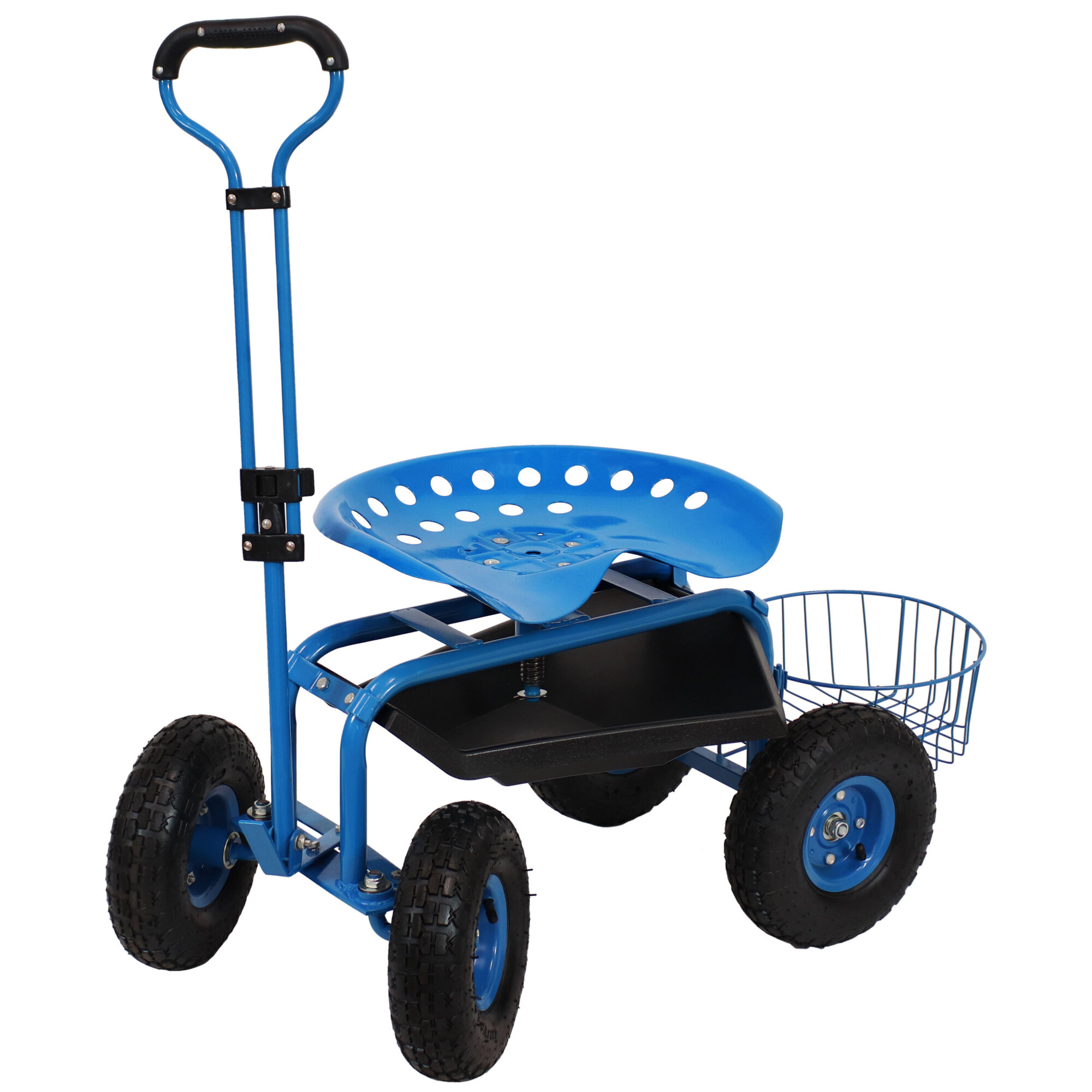 Sunnydaze Decor, Rolling Cart with Planter Basket - Blue, Load Capacity 300 lb, Model# QH-RCP042-BL